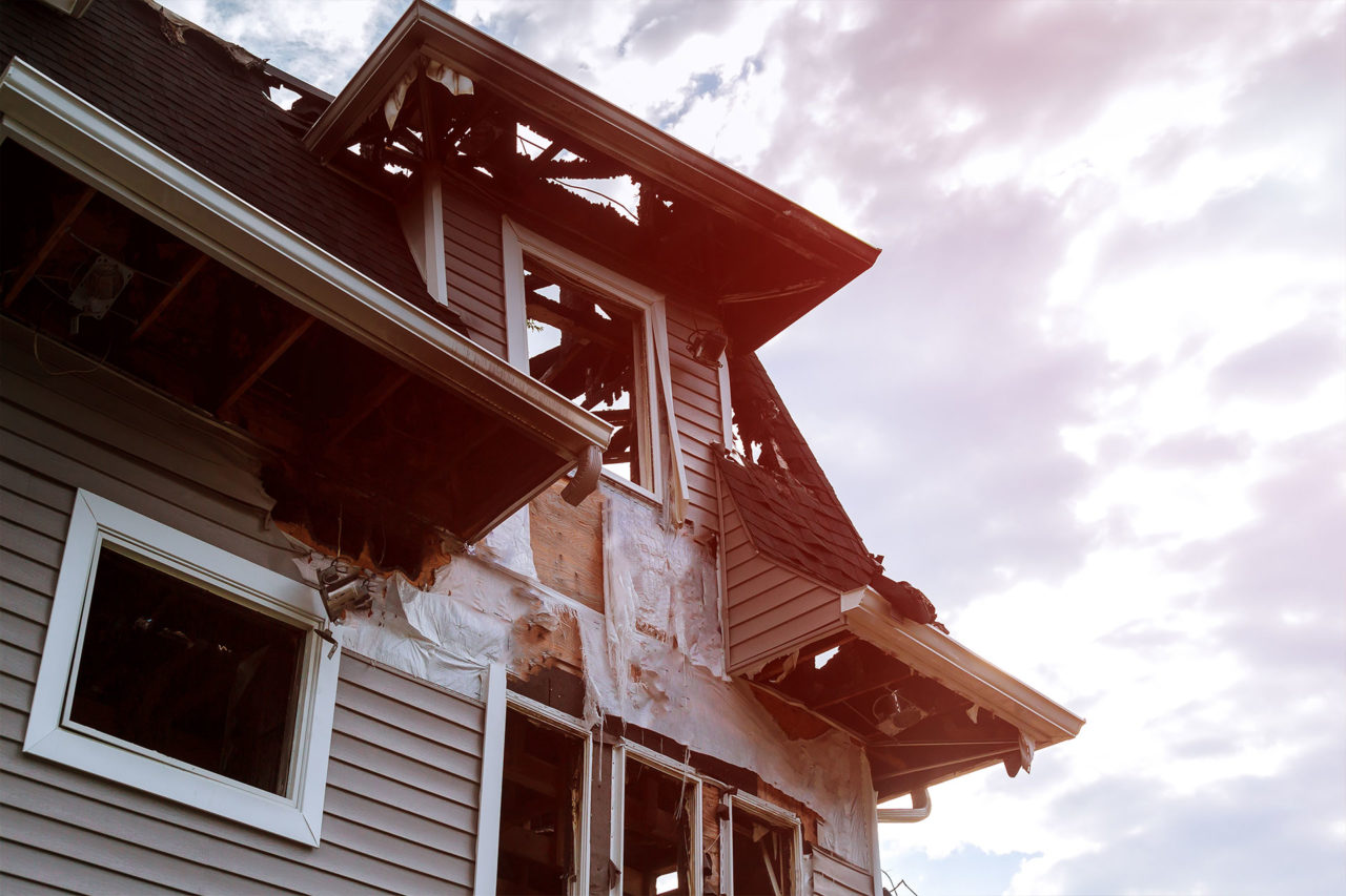 Major fire damage to home.